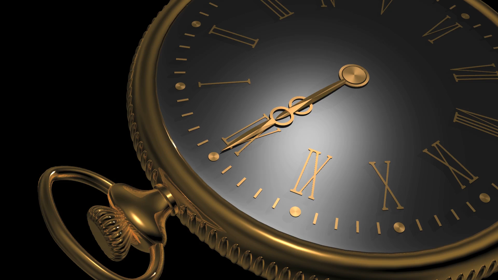 3dcg動画素材フリーダウンロード 懐中時計のリューズが回り時計の分 時針が回転するアニメーション