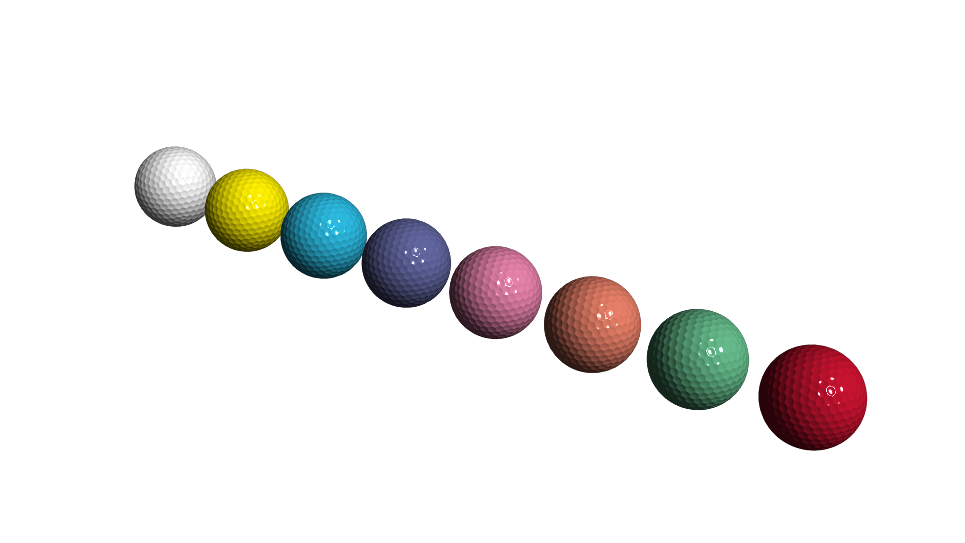 3dモデリング素材フリーダウンロード カラーゴルフボール6個